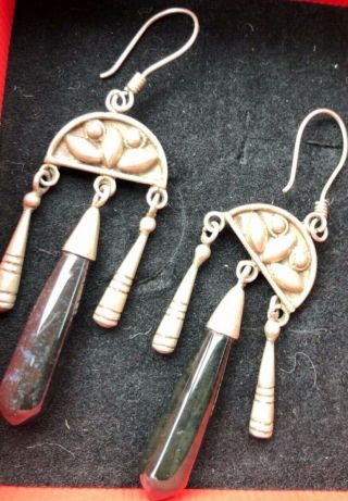 Vintage Silver And Black Onyx Drop Earrings In 925 Silver Stunning