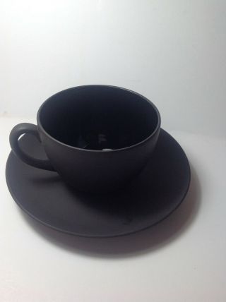 Vintage Wedgwood Black Basalt Jasperware Tea Cup & Saucer, 2