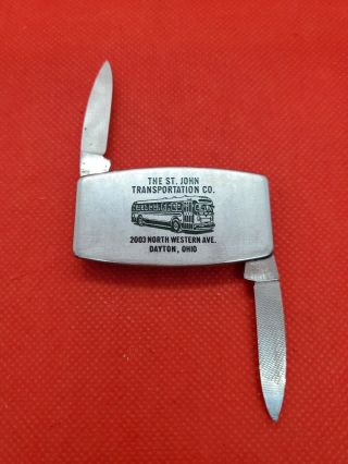 Vintage ZIPPO Advertising THE ST.  JOHN TRANSPORTATION CO.  DAYTON OHIO Clip Knife 4