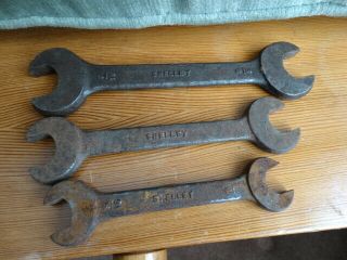 3 Vintage Shelley Spanners 1/4 X 5/16 - 3/8 Bsf X 7/16bsf - 1/17 X 3/8