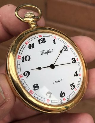 A Gents Quality Vintage Woodford Gold Plated Open Face Pocket Watch,  C1990s