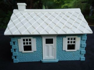 Vintage Plasticville O Scale Turquoise Cape Cod House.