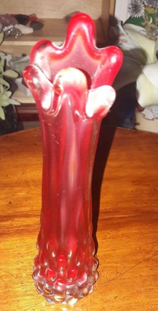 Vintage Murano Glass Red Bubble Vase