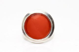 A Large Heavy Vintage Sterling Silver 925 Agate Panel Statement Ring 13593