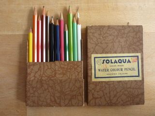 Solaqua 12 Vintage Water Colour Full Length Pencils Set Bavaria