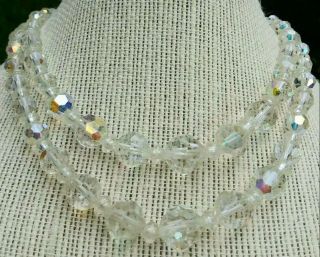 Vintage Aurora Borealis Crystal Double Strand Necklace Stunning Sparkle A, 3