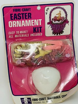 Vintage Fibre - Craft Easter Egg Ornament Kit Beaded Styrofoam Crafting 2
