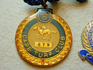 THREE VINTAGE HORSE RACING RACECOURSE BADGES CAPE TURF CLUB MILNERTON 1969 2