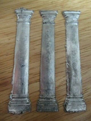 Set Of Three Small Vintage Unpainted Lead Ancient Column 