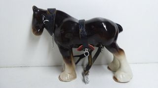 Vintage Draught Horse Team Work Horse In Harness China Porcelain Statue