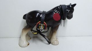 VINTAGE DRAUGHT HORSE TEAM WORK HORSE IN HARNESS CHINA PORCELAIN STATUE 3
