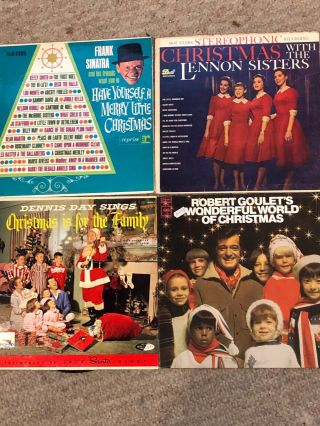 Vintage Christmas Vinyl Records: Sinatra,  Dennis Day,  Goulet,  Lennon Sisters