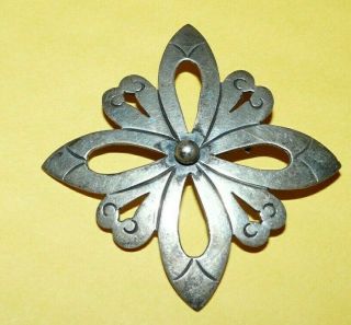 Vintage " Taxco " Mexico " 925 " Sterling Silver Ornate Pin Brooch Designer Signed