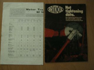 Vintage Britool Nut Tightening Data Motor Trader Data