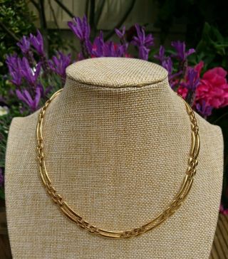 Vintage Signed Monet Classic Style Gold Tone Link Necklace Circa 1980 