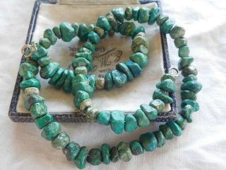 Lovely Vintage 1960s Real Turquoise Bead Necklace