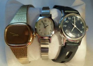 3 Vtg Timex Ladies Watches Mechanical Hand - Wind All Take A Look