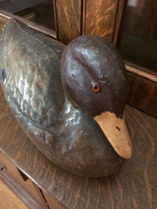 Vintage Duck Decoy - Plastic - 13 Inch - Color On This Decoy - Glass Eyes