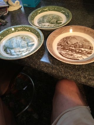 3 Currier And Ives Vintage Pie Plates Near.  10”