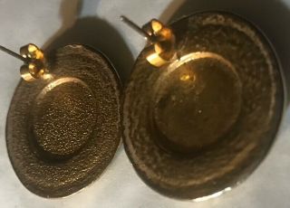 Vintage Post Gold tone Earrings Coin Round 2