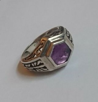 Sterling Silver 925 Ornate Amethyst ? Gothic Ring Vintage