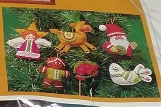 Vintage 1982 Creative Circle felt Christmas ornament kit angel,  Santa 2