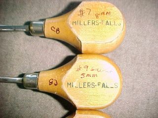 Set of Vintage Millers Falls Palm Carving Chisels & 2