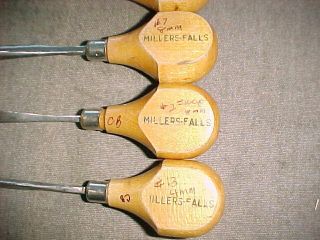 Set of Vintage Millers Falls Palm Carving Chisels & 3