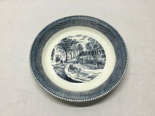 Vintage Royal China “currier And Ives” 10” Blue Pie Plate Baking Dish Usa