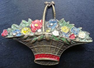Vintage Art Deco Multi Colour Enamel Flower Basket Brooch C Pin - A129