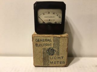 Vintage General Electric Light Meter W/box - Measures Foot Candles 1935