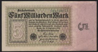 1923 5 Billion Mark Germany Vintage Paper Money Banknote Currency P 115a Aunc