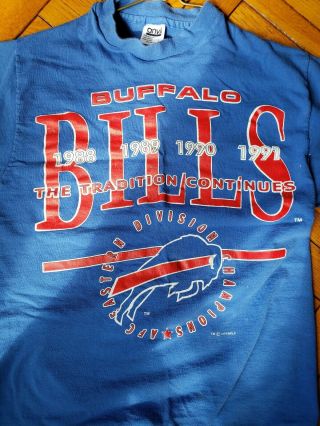 Buffalo Bills Vintage Afc Champs 1988,  1989,  1990,  1991 T - Shirt Large