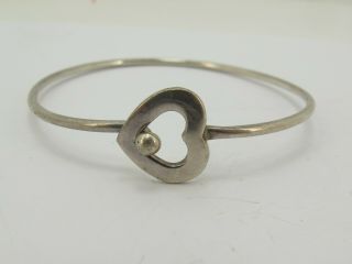 Vintage Sterling Silver 925 Love Heart Bangle Bracelet
