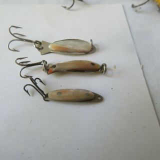 Fishing Lure Vintage Mother Of Pearl/abalone Spoons 2 @ 1¼ " And 1 @ 1 "