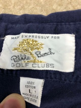 Vintage Pebble Beach Golf Club Polo Shirt Large No Flaws Blue US Open USGA 2