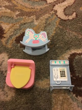 Vintage Playskool Dollhouse Accessories - Toilet Phone Rocking Horse