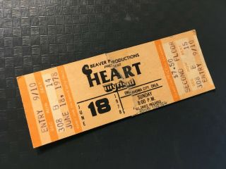 Vtg 1978 Heart Rock Band Concert Ticket Stub Myriad Okc Ok Oklahoma 70s