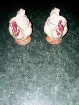 Vintage Set Of 2 Ceramic Chicken Poached / Boiled Egg Cup Holders Marked MC 2
