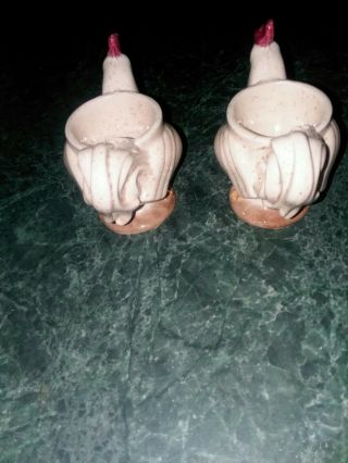 Vintage Set Of 2 Ceramic Chicken Poached / Boiled Egg Cup Holders Marked MC 4