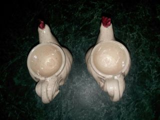 Vintage Set Of 2 Ceramic Chicken Poached / Boiled Egg Cup Holders Marked MC 5