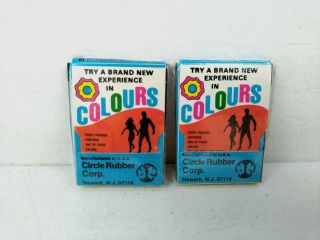 Vtg Nos Colours Micro Thin Multi - Color Condoms Prophylactics Pair Two Usa