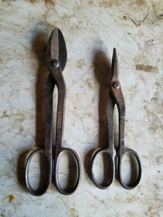 Vintage Wiss & Craftsman Tin Snips Metal Shears Machine Drop Forged Straight Cut