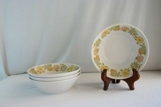 4 Vintage Noritake Progression 6.  5 " China Porcelain Cereal Bowls Sunny Side Euc