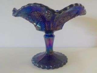 Vintage Signed Imperial Glass Purple Carnival Compote Wonderful Color