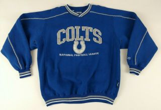 Vintage Lee Sport Indianapolis Colts Blue Pullover Crew Neck Sweatshirt Nfl Sz L