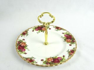 Vintage English Royal Albert Old Country Roses Sweets Dish With Gilt Handle