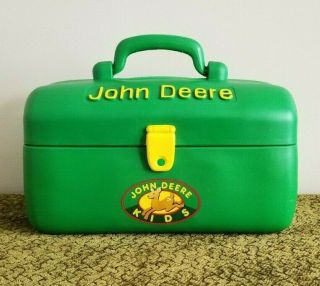 Vintage John Deere Toy Tool Box With Three Tools