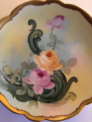 Vintage Elite Limoges France Hand Painted Floral Plate,  6” Diameter 5