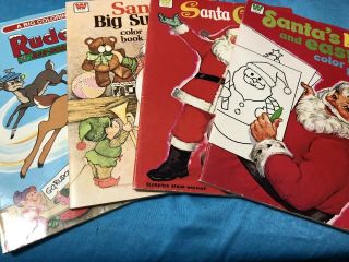 Vintage Christmas Coloring Books - Santa Rudolph Etc